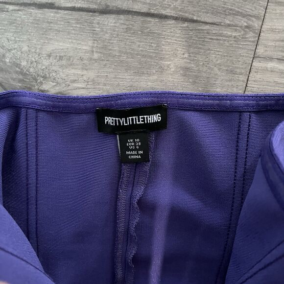 PrettyLittleThing Purple Boned Strapless Corset Top Size 6 Stretchy Bustier - Picture 3 of 4